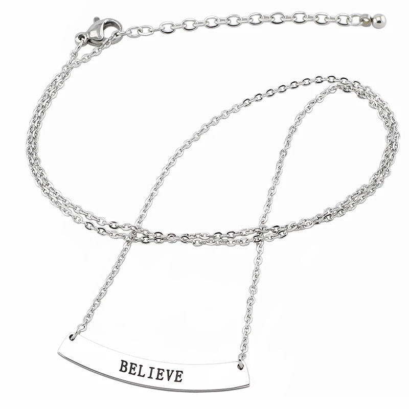 Engraved Bar Necklace Initial Jewelry Stainless Steel Personalized Necklace