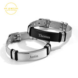 Engraved Men's Stainless Steel Bracelet, Adjustable Mesh Watch Band