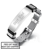 Engraved Men's Stainless Steel Bracelet, Adjustable Mesh Watch Band