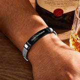 Engraved Men's Stainless Steel Bracelet, Adjustable Mesh Watch Band