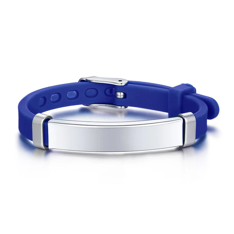 Engraved Child ID Silicone Bracelets Personalized Rubber Name Phone Number