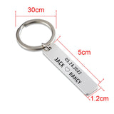 Engraved Couples Keychain Name and Date Anniversary Key Chain Stainless Steel