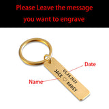 Engraved Couples Keychain Name and Date Anniversary Key Chain Stainless Steel