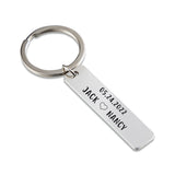 Engraved Couples Keychain Name and Date Anniversary Key Chain Stainless Steel