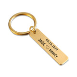 Engraved Couples Keychain Name and Date Anniversary Key Chain Stainless Steel