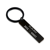 Engraved Couples Keychain Name and Date Anniversary Key Chain Stainless Steel
