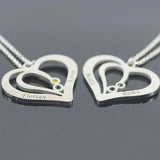 Engraved Couples Necklace with Birthstones Long Necklaces Any Name YP2492