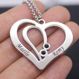 Engraved Couples Necklace with Birthstones Long Necklaces Any Name YP2492