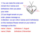 Engraved Couples Necklace with Birthstones Long Necklaces Any Name YP2492