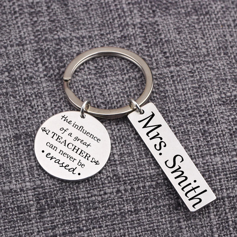 Engraved Name Keychain - Influence of a Great Teacher - Key Tag