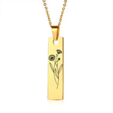 Personalized Birth Flower Necklace Stainless Steel Wedding Jewelry