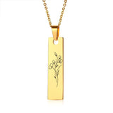 Personalized Birth Flower Necklace Stainless Steel Wedding Jewelry