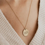 Engraved Name Necklace Women Stainless Steel Round Pendant