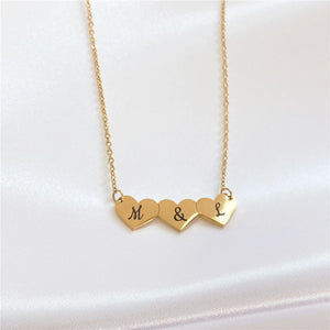 Engraved Dainty Heart Pendant Necklace Stainless Steel