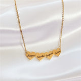 Engraved Dainty Heart Pendant Necklace Stainless Steel