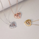 Personalized Family Name Heart Necklace with Birthstone for Mom