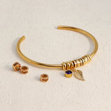 Personalized Stainless Steel Cuff Bangle with Family Names and Birthstones