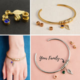 Personalized Stainless Steel Cuff Bangle with Family Names and Birthstones