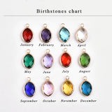 Engraved Family Names Stainless Steel Charms Bracelet with Birthstones