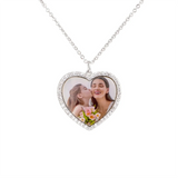 Engraved Heart Family Personalised Photo Necklace Stainless Steel Pendant