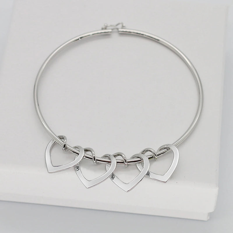 Engraved Heart Bracelets Personalized Stainless Steel Family Name Bracelet