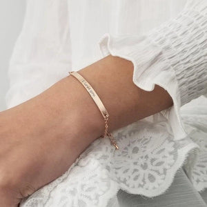 Engraved Name Date Bar Bracelet Bangle Personalized Women Jewelry