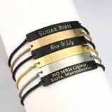 Personalized Bar Bracelet - Engraved Name & Date Bangle