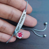 Engraved Medical Alert ID Bracelet for Woman Kids Diabetic