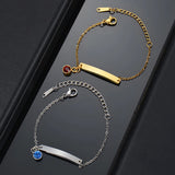Engraved Name Birth Date Baby Bracelet Stainless Steel Kids Chain