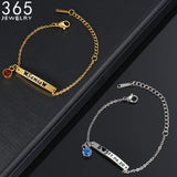 Engraved Name Birth Date Baby Bracelet Stainless Steel Kids Chain