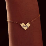 Engraved Name Bracelet Gold Heart - Personalized Gifts
