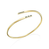 Engraved Name Cuff Bracelet Adjustable Bangle Stainless Steel Women Jewelry