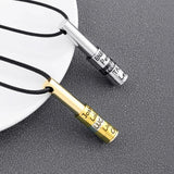 Engraved Name Date Family Necklace Bead Pendant Stainless Steel