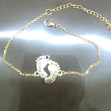 Engraved Name Feet Bracelet With Birthstone Name Bangle