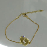 Engraved Name Feet Bracelet With Birthstone - Family Gift