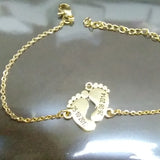 Engraved Name Feet Bracelet With Birthstone Name Bangle