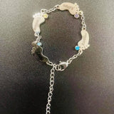 Engraved Name Feet Bracelet With Birthstone - Family Gift