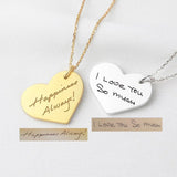 Engraved Name Handwriting Necklace Heart Pendant Personalized
