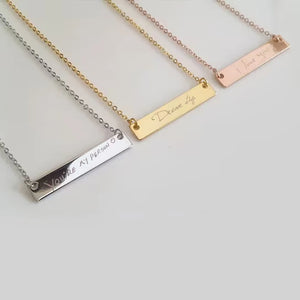 Engraved Name Text Necklace Personalized Word Anniversary Jewelry Gift