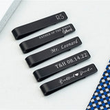 Engraved Name Tie Clip Personalized Fathers Gift Date Groomsmen Bar