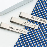 Engraved Name Tie Clip Personalized Fathers Gift Date Groomsmen Bar