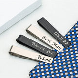 Engraved Name Tie Clip Personalized Fathers Gift Date Groomsmen Bar