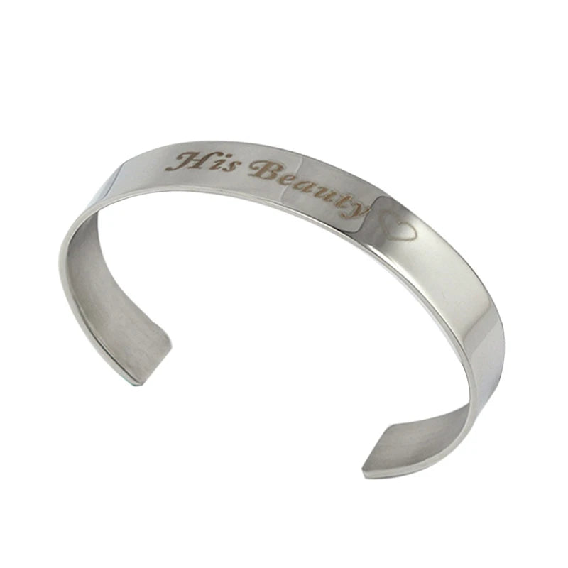 Engraved Name/Word/Logo Bracelet Silver Bangle Couples