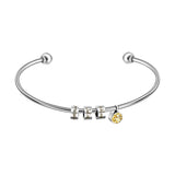 Engraved Names Letter Steel Beads Bangle 12 Colors