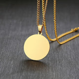 Personalized Stainless Steel Coin Pendant Necklace