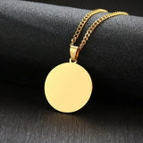 Personalized Stainless Steel Coin Pendant Necklace