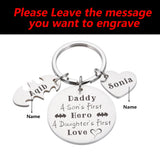 Engraved Daddy Keychain with Kids' Names for Men. Father's Day Gift