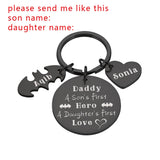 Engraved Daddy Keychain with Kids' Names for Men. Father's Day Gift