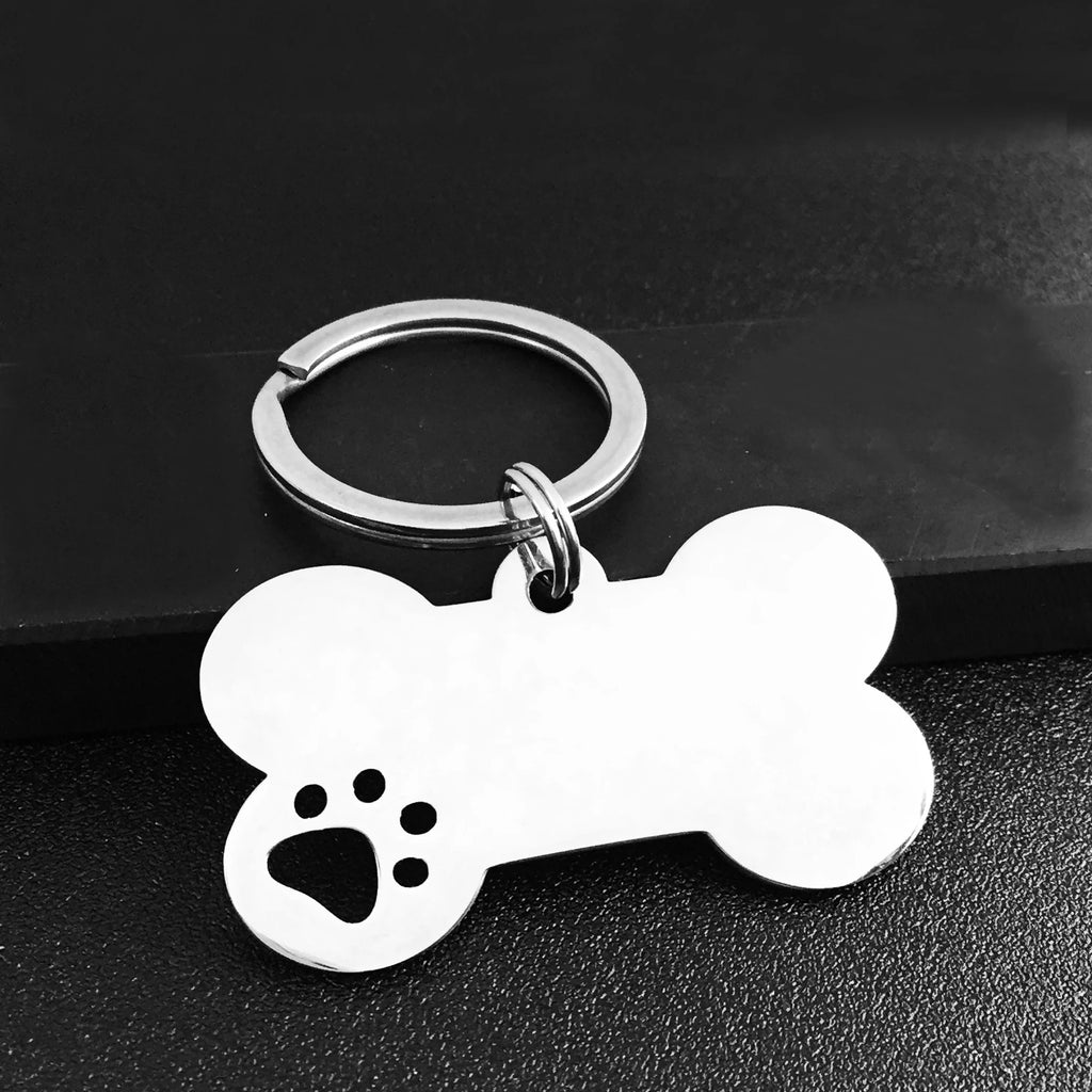 Engraved Pet ID Name Cat Puppy Stainless Steel Keychain YP8810