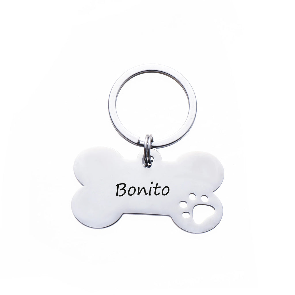 Engraved Pet ID Name Cat Puppy Stainless Steel Keychain YP8810